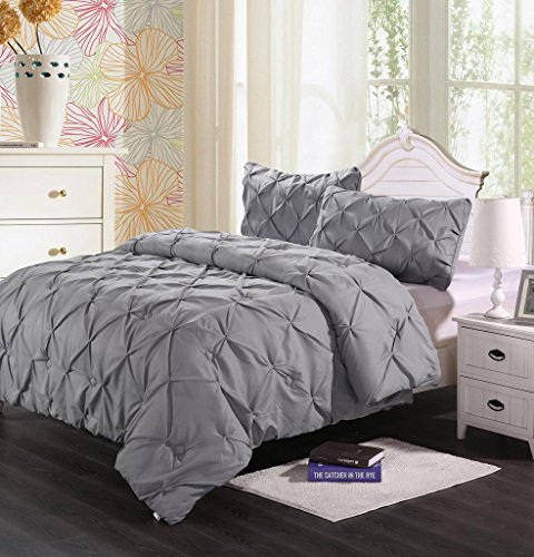 Homehug 3pc Polyester Pinch Pleat Puckering Comforter Set Sheets
