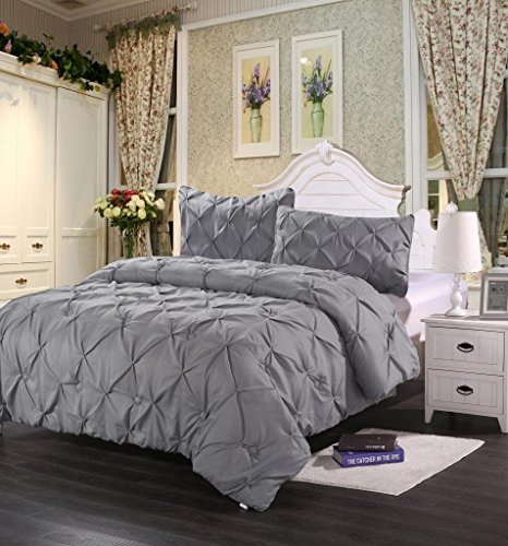 Homehug 3pc Polyester Pinch Pleat Puckering Comforter Set Sheets