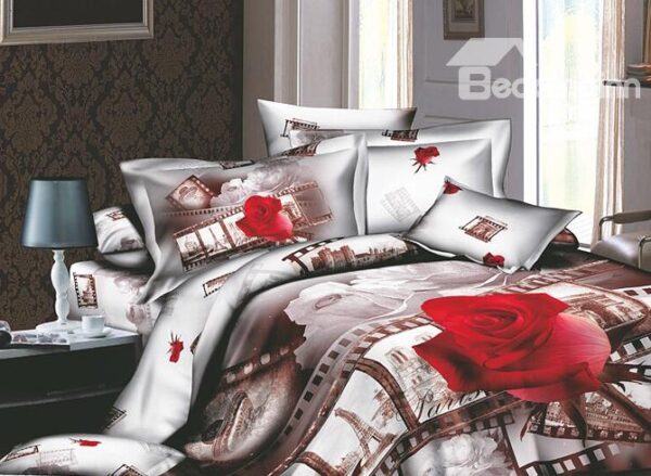 Wonderful European Flavour 4 Piece Active Print Bedding Sets with Cotton