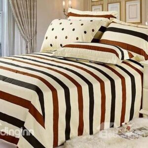 Comfortable Classical Brown and Black Stripe Cotton Sheet