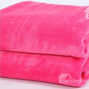 Solid Color Rose Pink Thick Flannel Blanket