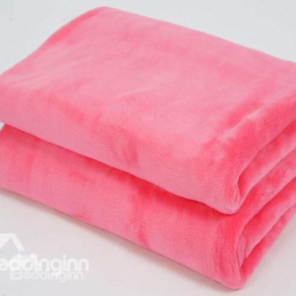 Solid Color Watermelon Red Thick Flannel Blanket