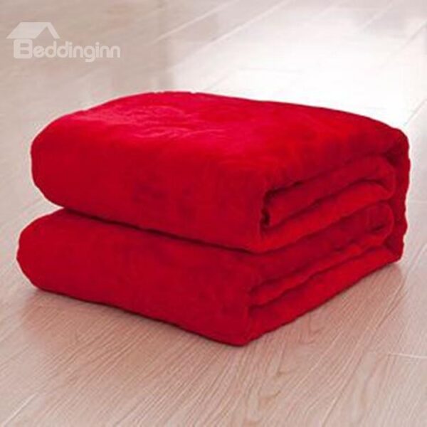 Bright Red Coral Fleece Blanket with Stereo Pattern