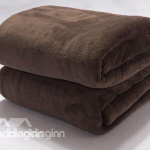 Solid Color Coffee Thick Flannel Skincare Blanket