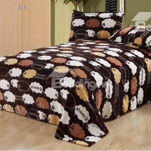 Lovely Black and Bright Color Sheep Flannel Blanket