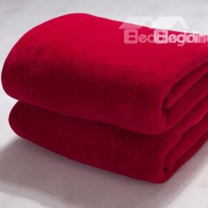 Solid Color Bright Red Flannel Soft Comfortable Skincare Blanket