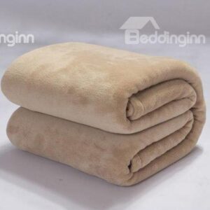 Rustic Solid-colored Light Brown Thick Flannel Adult Blanket (10486725)