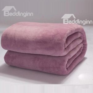 Florid Solid-colored Light Purple Thick Flannel Blanket