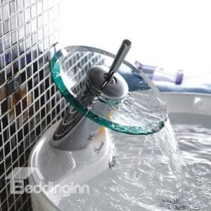 Single Handle Chrome and Glass Bathroom Sink Basin Faucet (10486947)