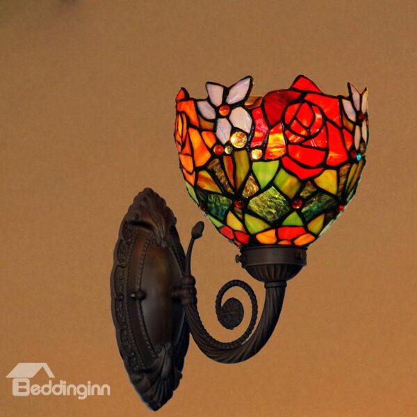 Novelty Cute Male and Female Parrot Tiffany Wall Lights with 1 Light