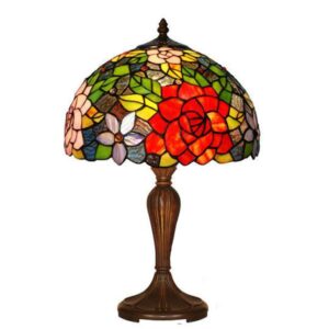 Pastoral Artistic Tiffany Table Lamps in Rose Pattern