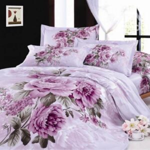 Superior Quality Whole Cotton 4 Piece Little Purple Peony Print Bedding Sets