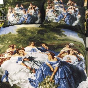Stylish Oil Painting Print 4 Piece Whole Cotton Duvet Cover Bedding Sets