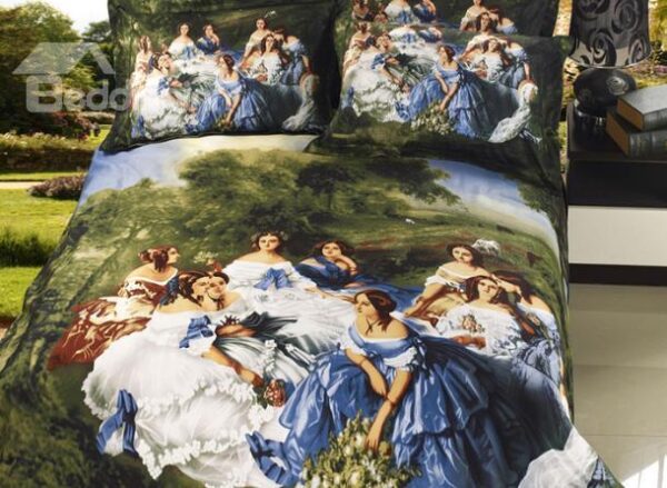 Stylish Oil Painting Print 4 Piece Whole Cotton Duvet Cover Bedding Sets