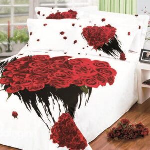 Fantastic Bunch Rose Printed 4 Piece King Bed Sheets (10489852)