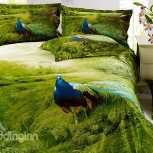 Noble Grass Visual Peacock Active Printing 4 Piece Bedding Sets
