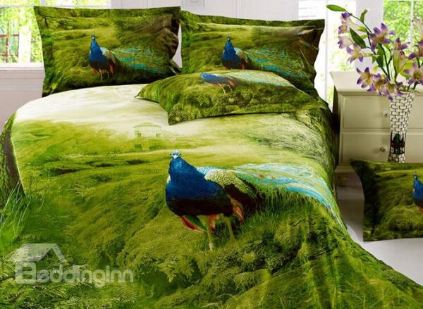 Noble Grass Visual Peacock Active Printing 4 Piece Bedding Sets