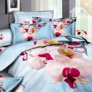 Fresh large flowers 4 Piece Cotton Bedding Sets of Princess