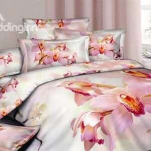 4 Piece Cotton Bedding Sets printting the Warm Large Flowers