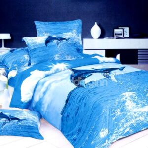 Strong and Vigorous Dolphin Print 4 Piece Cotton Bedding Sets