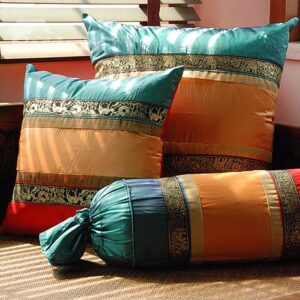 Tibetan Style-Imitation 3-Piece Silk Decorative Throw Pillows