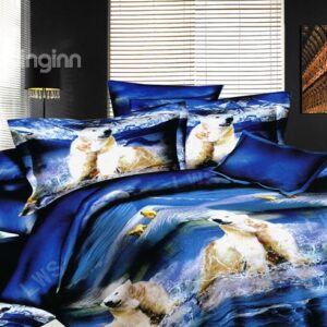 Polar Bear 4 Pieces Polyester Duvet Cover Sets