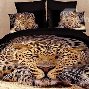 100% Cotton Unique 3D Leopard Reactive Printing 4 Piece Bedding Sets