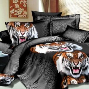 Fashion Roaring Tiger Print 3D 4 Piece Polyester Bedding Sets