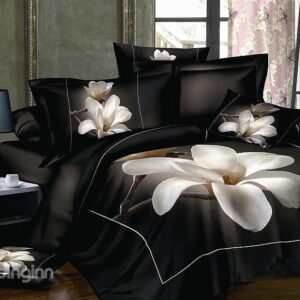 White Big Magnolia Flower 3D Print 4-Piece Duvet Cover Bedding Sets