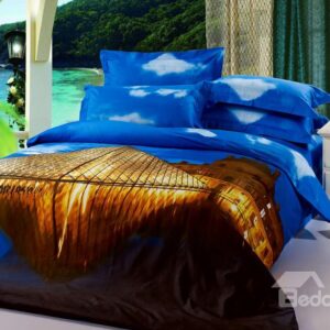 Blue sky Modern Buildings Oil Painting 4 Piece Bedding Sets