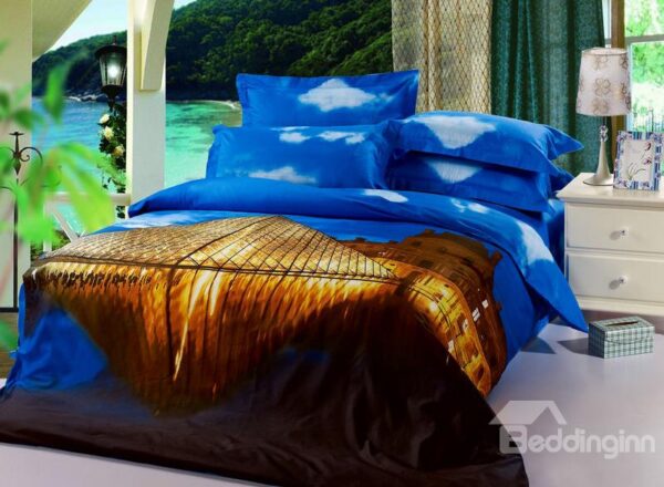 Blue sky Modern Buildings Oil Painting 4 Piece Bedding Sets