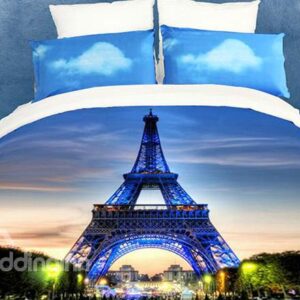 Eiffel Tower Oil Painting 3D Print Duvet Cover 4 piece Bedding sets