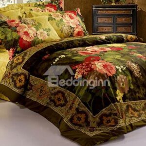 Antique Retro Luxury Oil Painting Print 4 Piece Bedspreads and Duvet Cover Sets