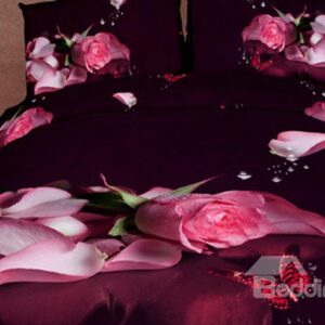 Beautiful Pink rose and Red butterfly Print Realistic 3D Duvet Cover Bedding sets