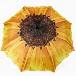 High Quality 3D Sunflower Print Folding Umbrella Ultraviolet-proof