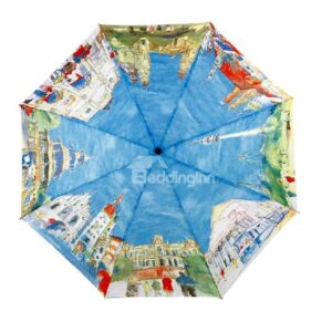 High Quality Creative Famouse Oil Painting Print Folding Umbrella