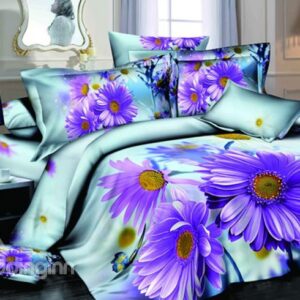 New Arrival Realistic Purple Daisy Print Duvet Cover Bedding Sets