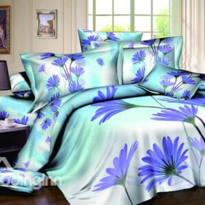 New Arrivals Elegant Purple Flowers 4 Pieces Bedding Sets