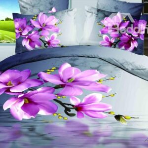 Hot Sell Summer Style Blooming Purple Flowers with High Quality 4 Pieces Bedding Sets