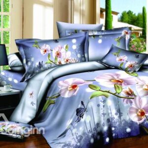 High Quality Amazing Light Purple Style Love of Butterfly 4 Pieces Bedding Sets