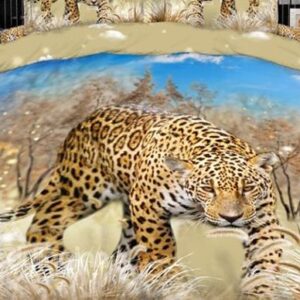 New Arrival Strong and Vigorous Leopard Reactive printing 4piece Duvet cover Bedding Sets