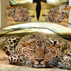 Amazing Lifelike Creeping Leopard Print 3D 4 Piece Bedding Sets