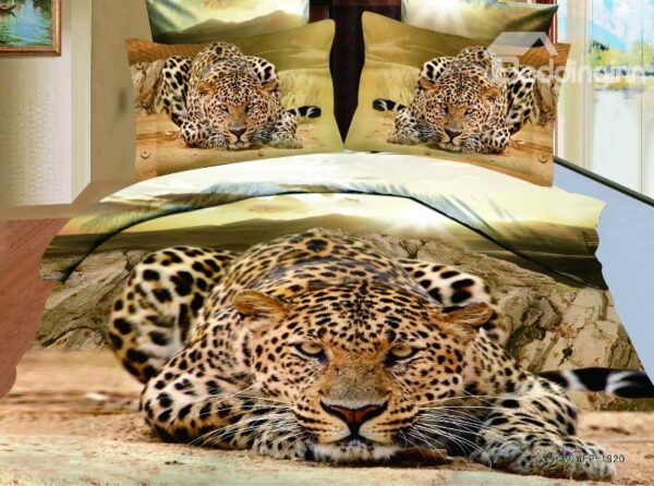 Amazing Lifelike Creeping Leopard Print 3D 4 Piece Bedding Sets