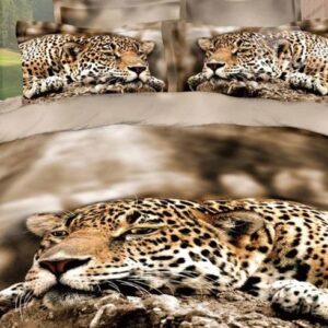 New Arrival Lie Prone on the Stones Leopard Print 4 Piece Duvet Cover Bedding Sets