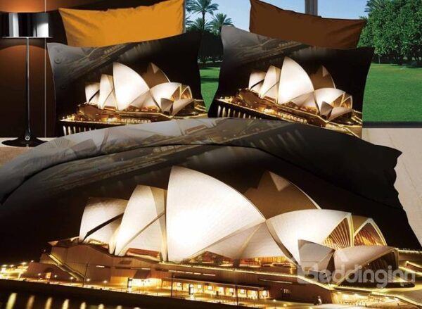 Modern Sydney Opera House 3D Print 4 piece Bedding Sets