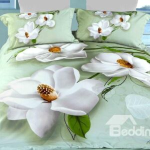 Hot Sell High Quality Printed Perfect White Lotus 4 Pieces Bedding Sets