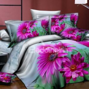 New Arrivals Warm Pink Flowers 4 Pieces Bedding Sets