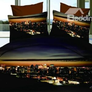 Hot Sell Amazing Modern City Night 4 Pieces Bedding Sets