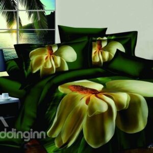 Hot Sell 3D Printed 4 Pieces Bedding Sets With Blooming Flowers