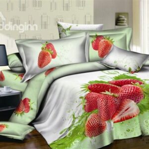 Fresh Strawberries Reactive Print Duvet Cover Sets/Bedding Sets